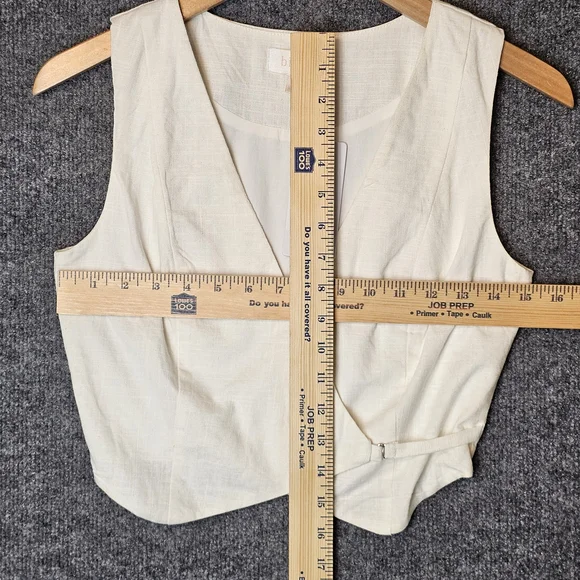 NWT Billy J Ivy Vest - Off-White Linen-Look Wrap Waistcoat- Size 6 - Picture 7 of 8